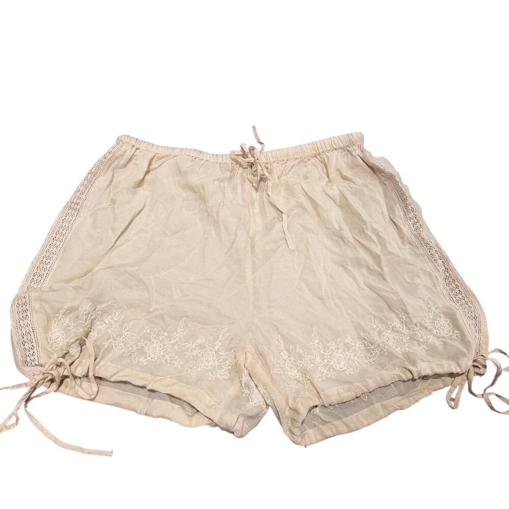 Zara Ivory Lace Adjustable Small Lounge Pajama Shorts Small